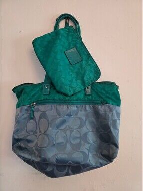 Coach Signature Nylon Colorblock Packable Weekender set